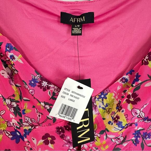 NWT AFRM Myla Corset Crop Top in Pink Paisley Floral Size Large Fairy Castlecore - Picture 8 of 8